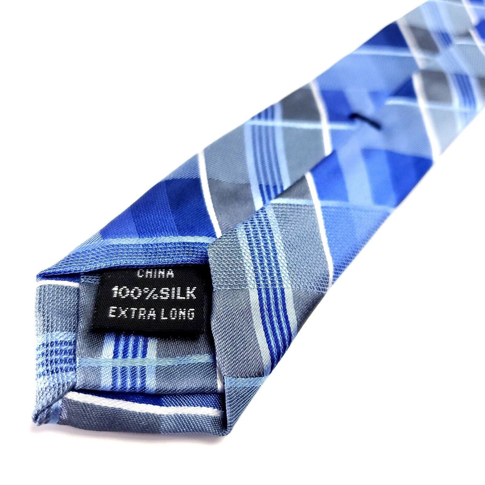 Calvin Klein Calvin Klein Blue Silk Tie Woven Skinny Plaids & Stripes Size ONE SIZE - 5 Thumbnail