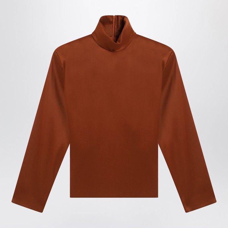 Saint Laurent Paris Saint Laurent Caramel Silk-Blend Blouse Size S / US 4 / IT 40 - 1 Thumbnail