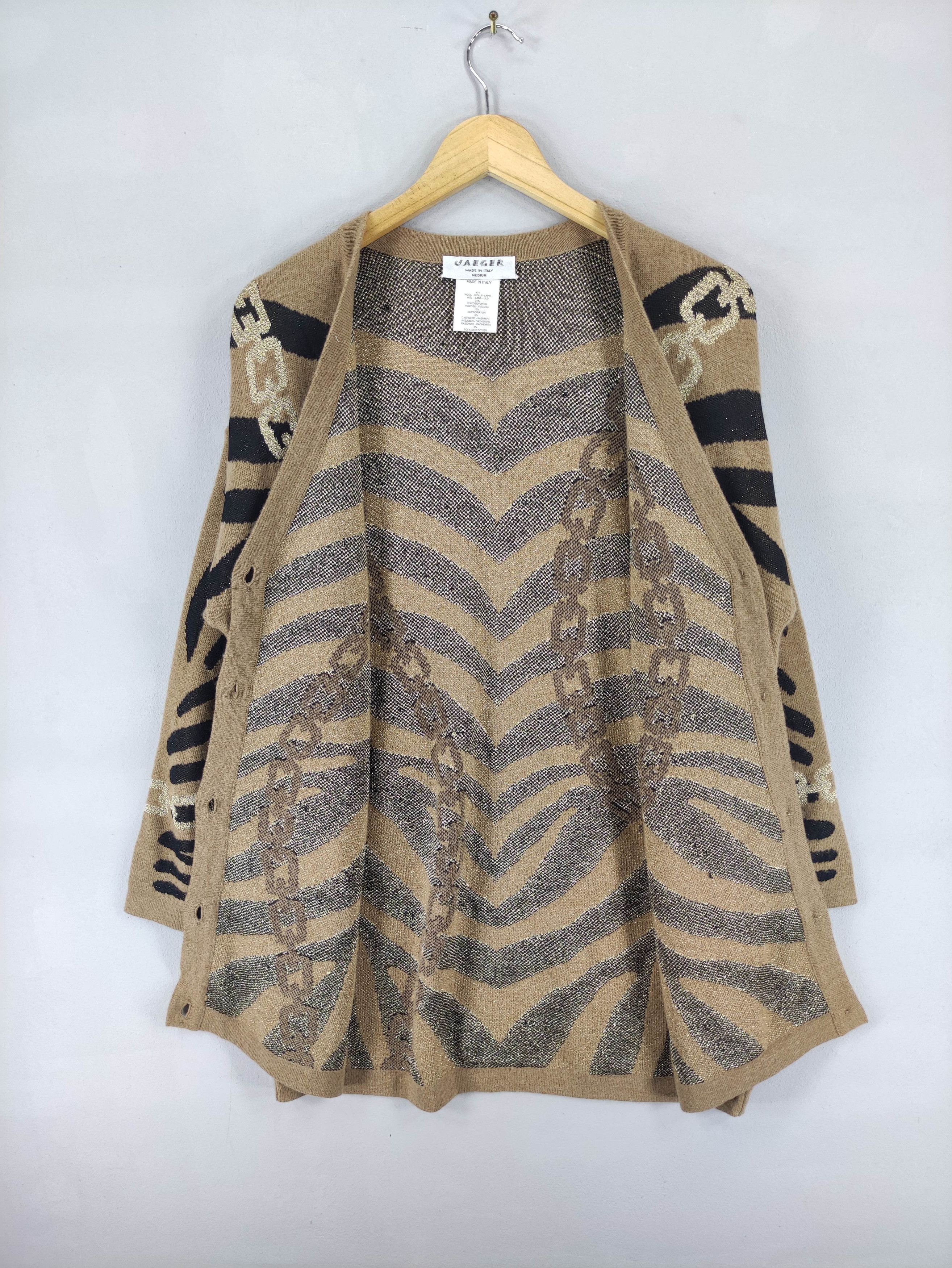 Jaeger Vintage Jaeger Wool Cardigan Chain Design Size M / US 6-8 / IT 42-44 - 5 Thumbnail
