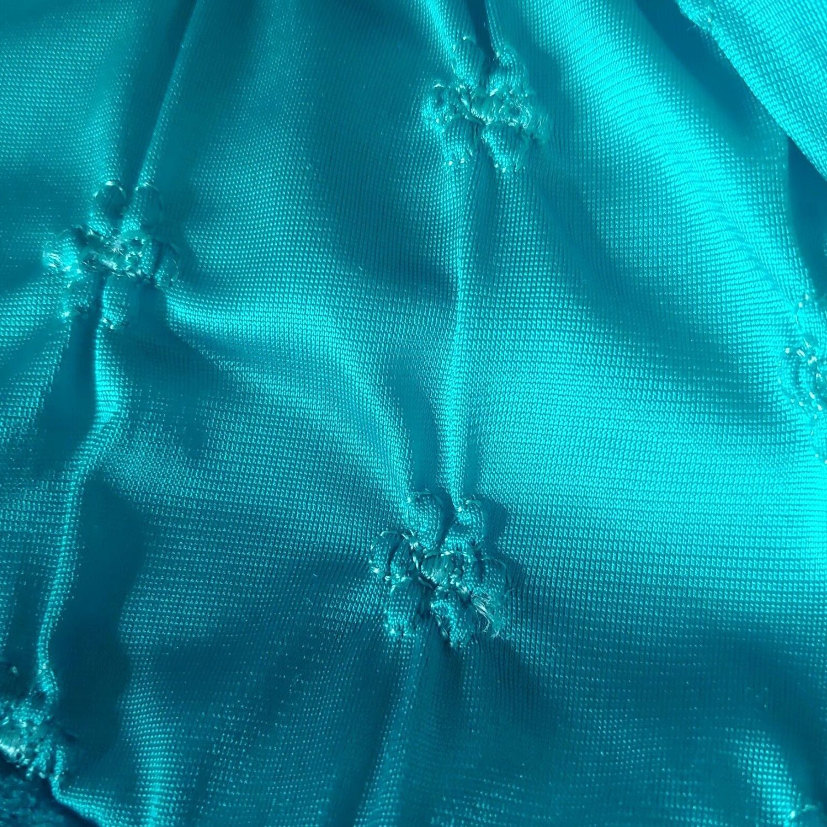 Vintage VINTAGE Vanity Fair Housecoat Robe Large Long Teal Velour Satin Floral Zip Gown Size ONE SIZE - 4 Thumbnail