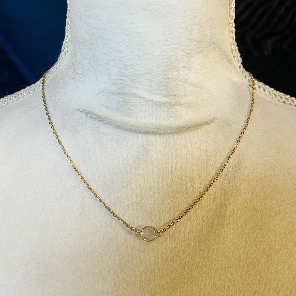 Handmade Handcrafted minimalist framed faceted dome quartz necklace Size ONE SIZE - 2 Thumbnail