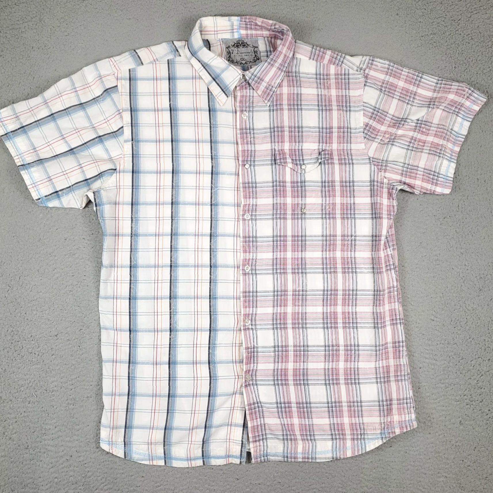 Vintage 7 Diamonds Button-Up Shirt Snap Plaid Blue 2XL Mens Regular Short Sleeve Vintage-Style? Note: Ensure clarity. Size US XXL / EU 58 / 5 - 3 Thumbnail