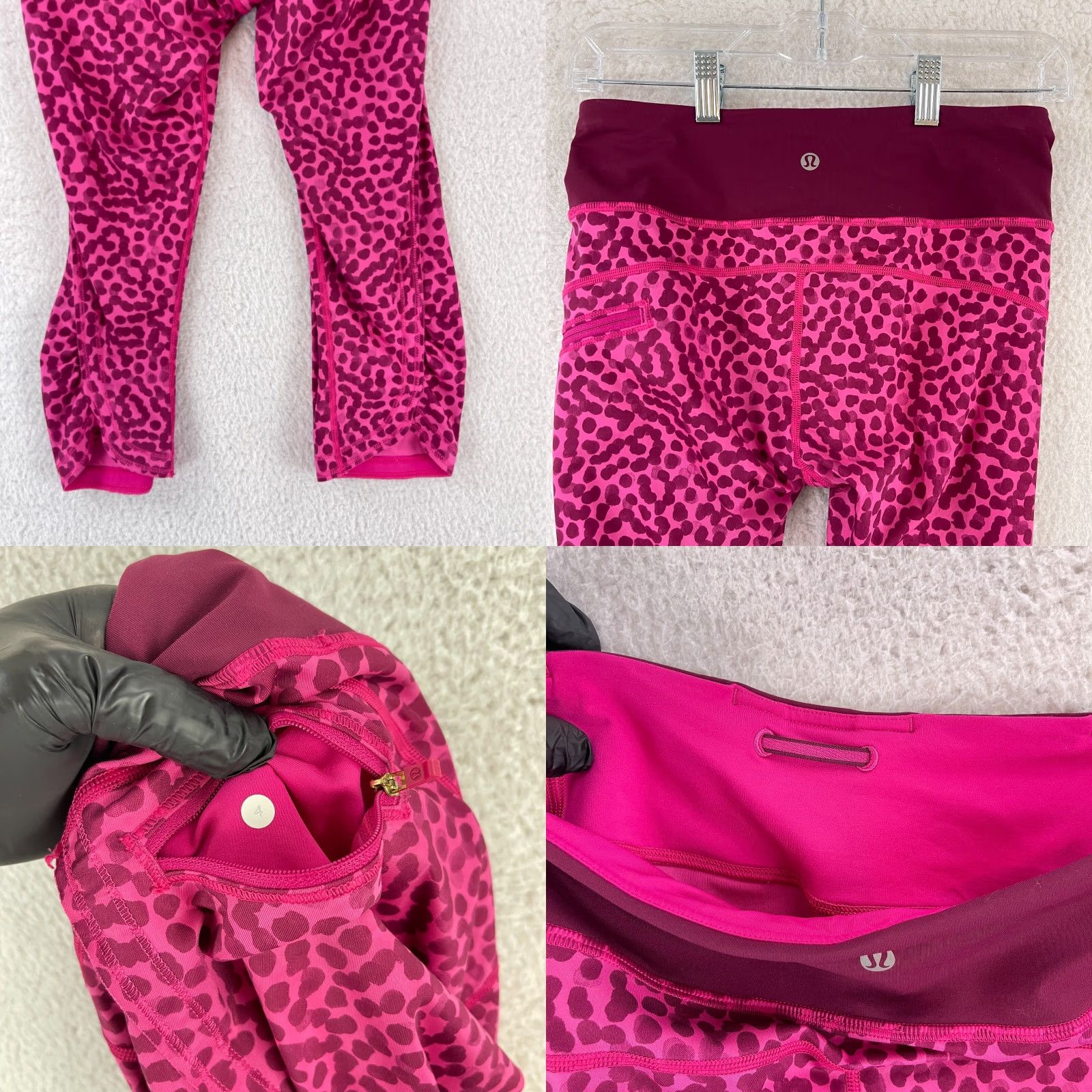 Lululemon Lululemon Speed Crop Leggings Womens Size 4 Spotted Magenta Cropped Play Athleisure Comfort Pockets Size S / US 4 / IT 40 - 9 Thumbnail