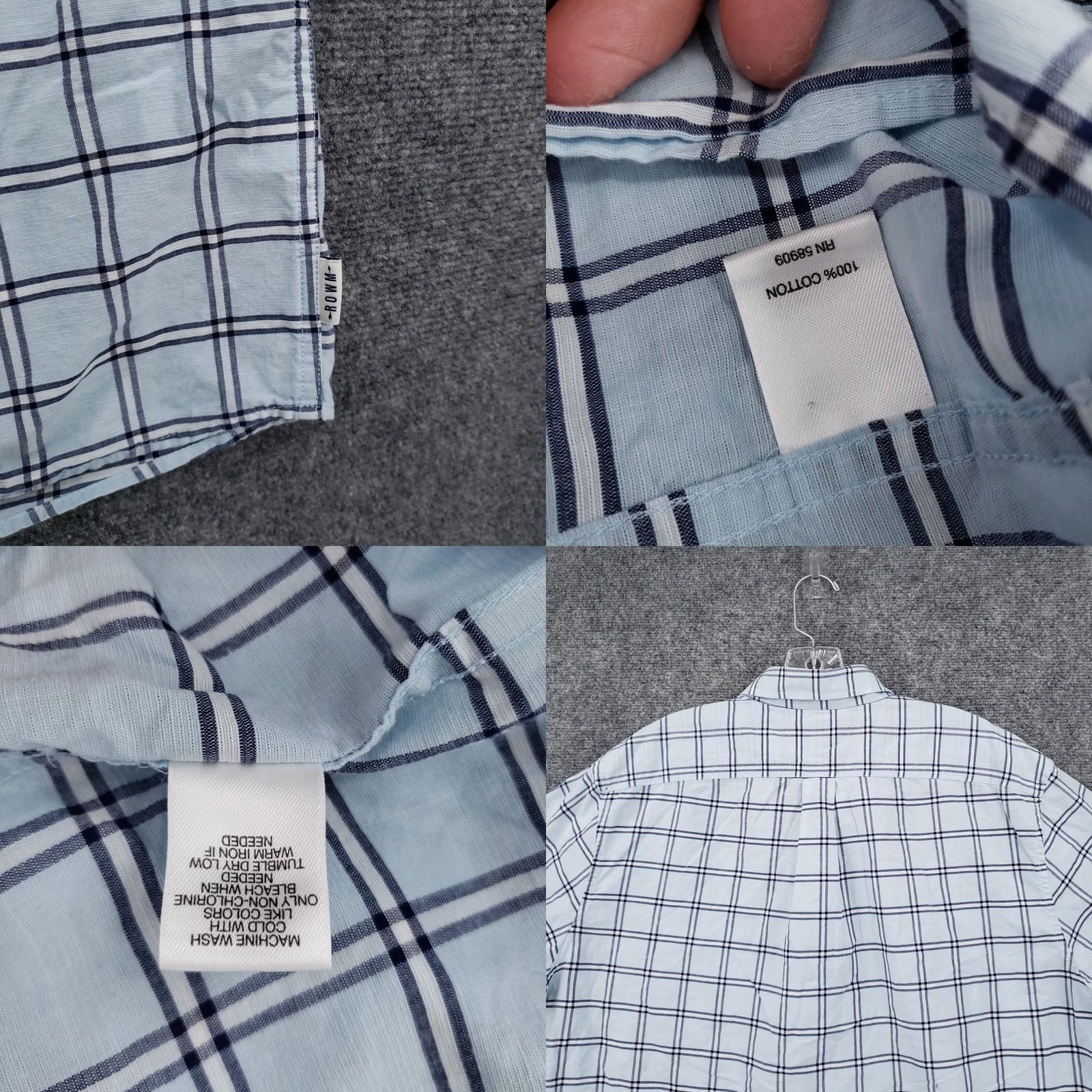 Vintage Rowm Button Down Shirt Mens XL Blue Short Sleeve Plaid Collared Size US XL / EU 56 / 4 - 8 Thumbnail