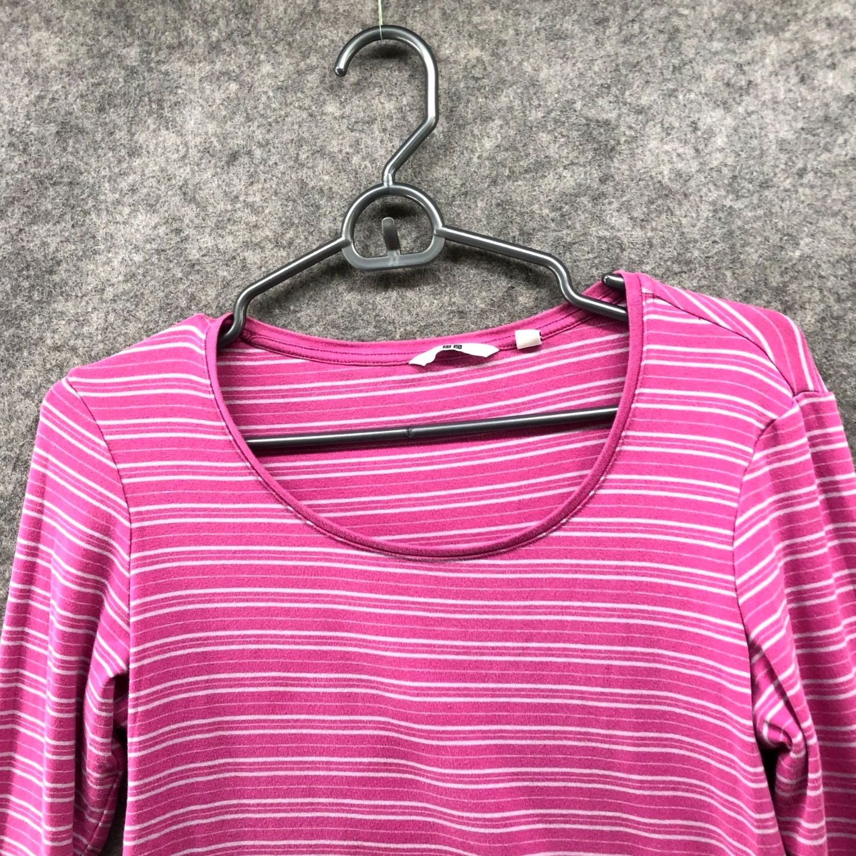 Uniqlo VINTAGE Uniqlo Long Sleeve T Shirt Womens M Pink Striped Crewneck Stretch Cotton Size M / US 6-8 / IT 42-44 - 3 Thumbnail