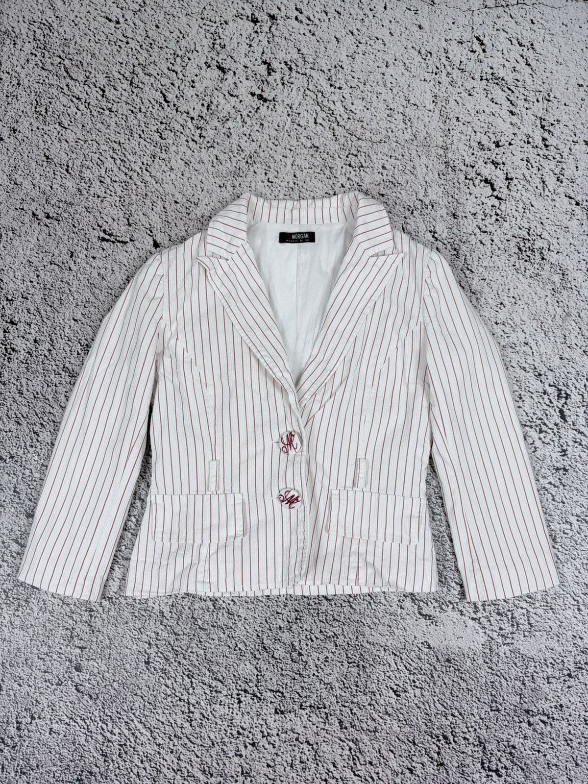 Morgan De Toi Vtg Morgan De Toi Pinstripe Blazer Y2K Office Siren Jacket Size S / US 4 / IT 40 - 1 Thumbnail