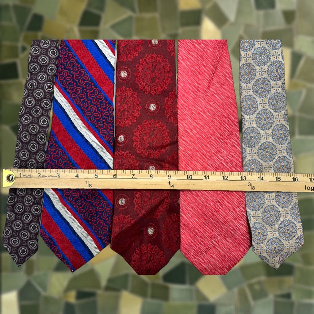 Vintage Mens Tie Set of 5 Lot Assorted Ties Size ONE SIZE - 1 Thumbnail