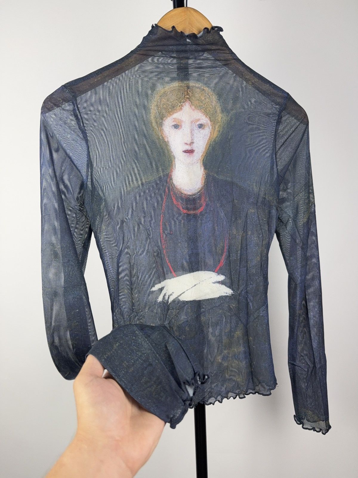 Vintage Sexy Darkness Avant Garde Gothic Punk Emo Mesh Top Blouse Size S / US 4 / IT 40 - 4 Thumbnail