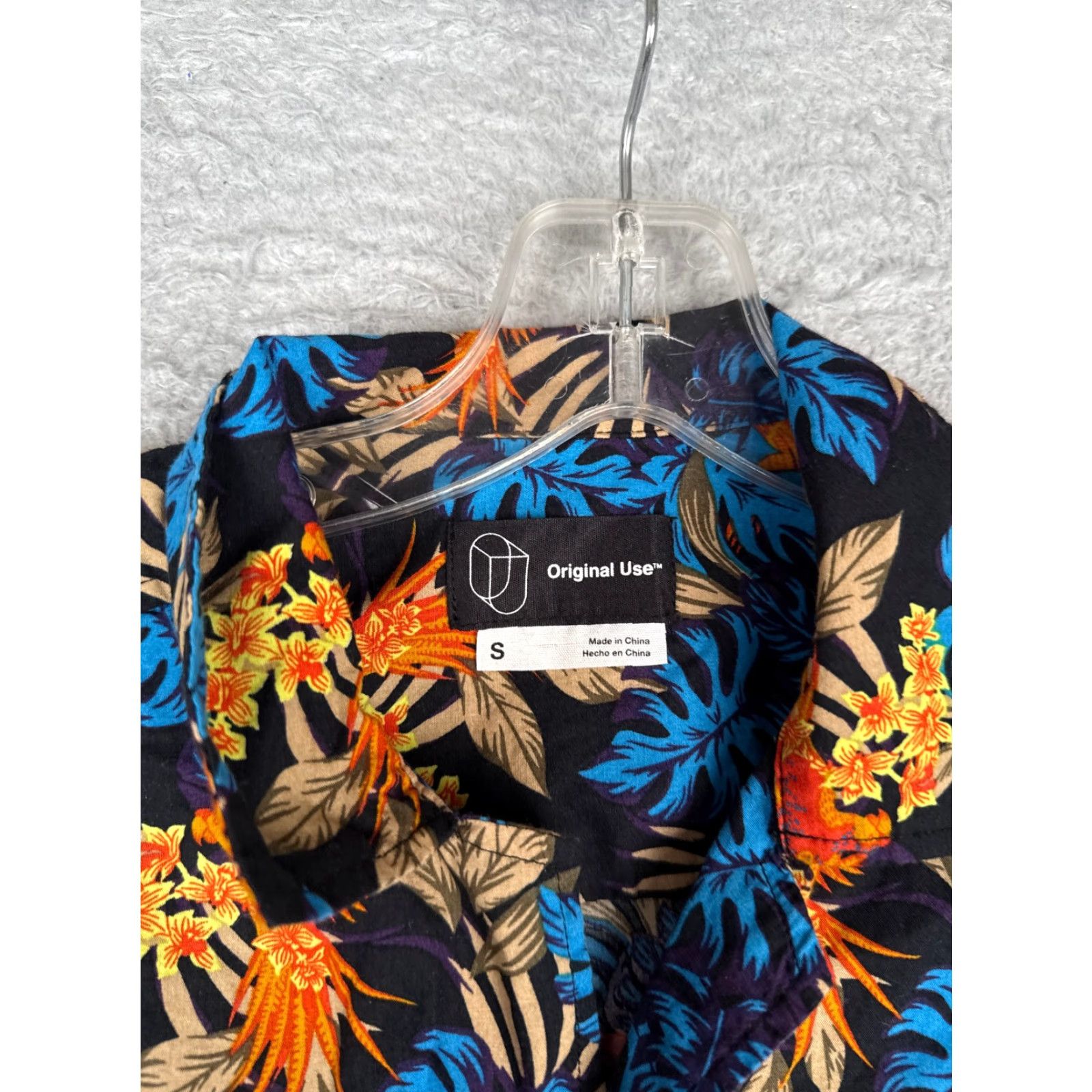 Vintage Original Use Shirt Men Small Black Blue Parrot Floral Hawaiian Cotton Button Up Size US S / EU 44-46 / 1 - 6 Thumbnail