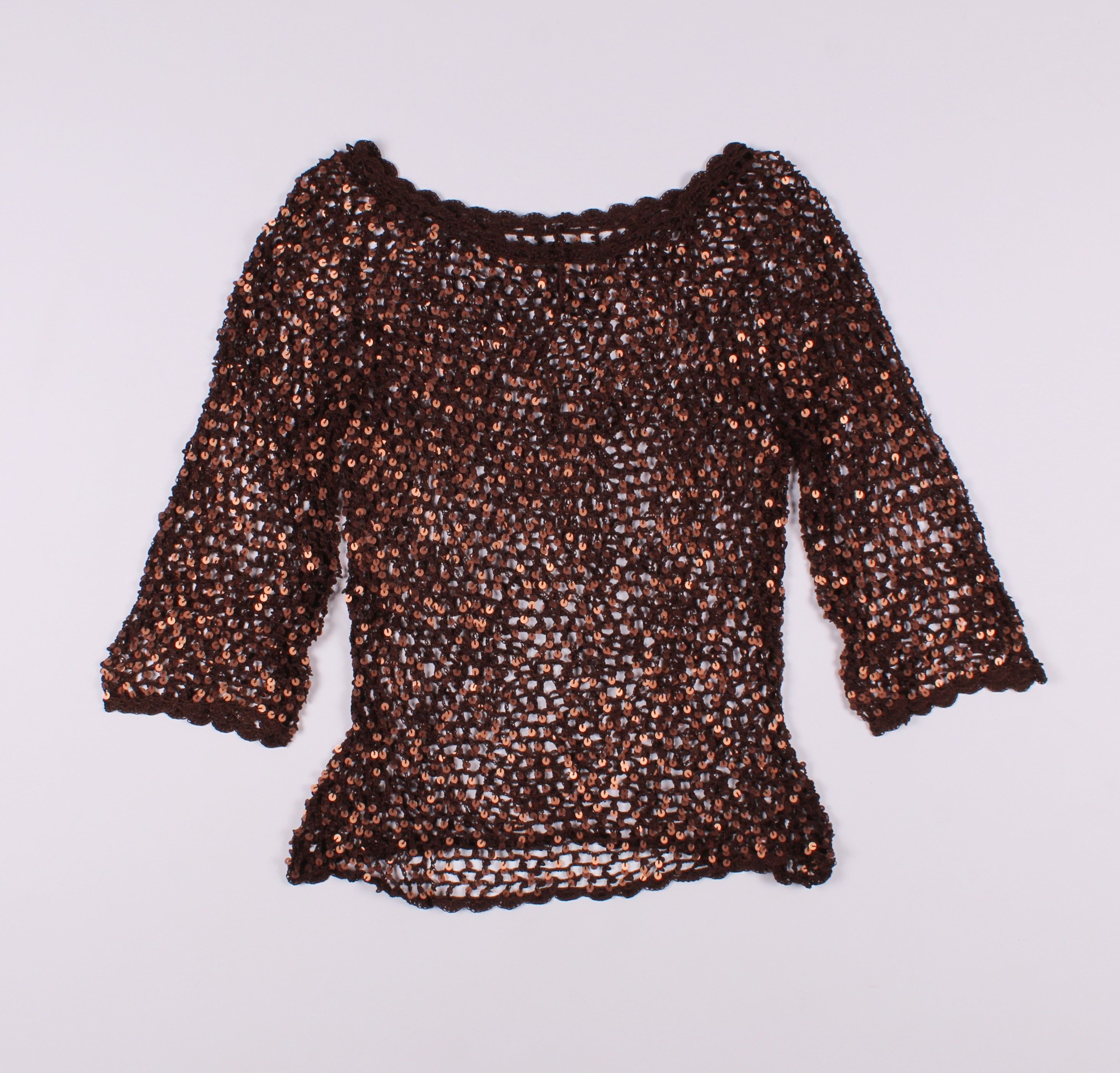 Vintage Vintage Y2K Cute Crochet Net Knit Sparkle Top Blouse Size S / US 4 / IT 40 - 4 Thumbnail