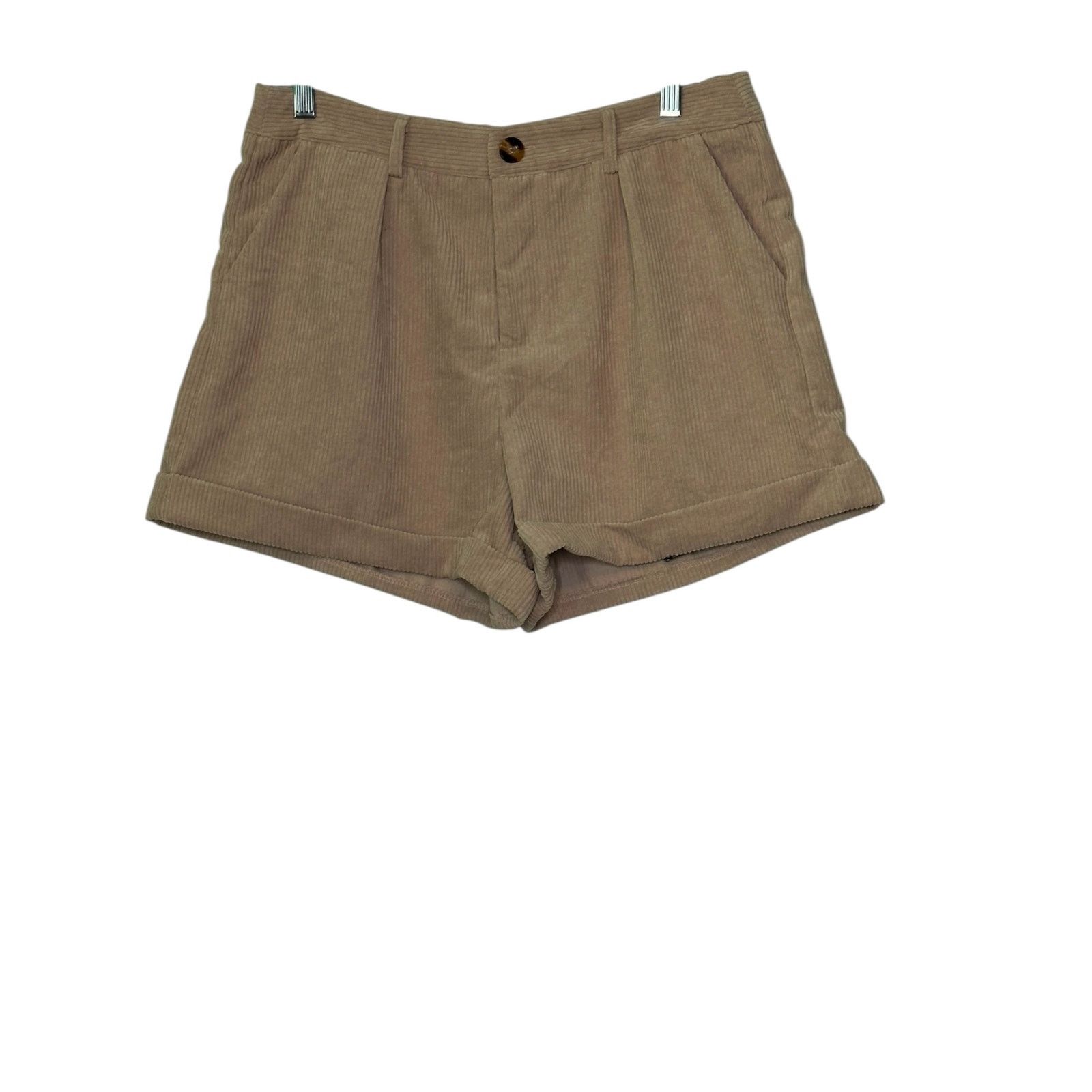 Shein SHEIN beige corduroy pleated cuffed shorts size 8 - 10 Size 32" / US 10 / IT 46 - 13 Thumbnail