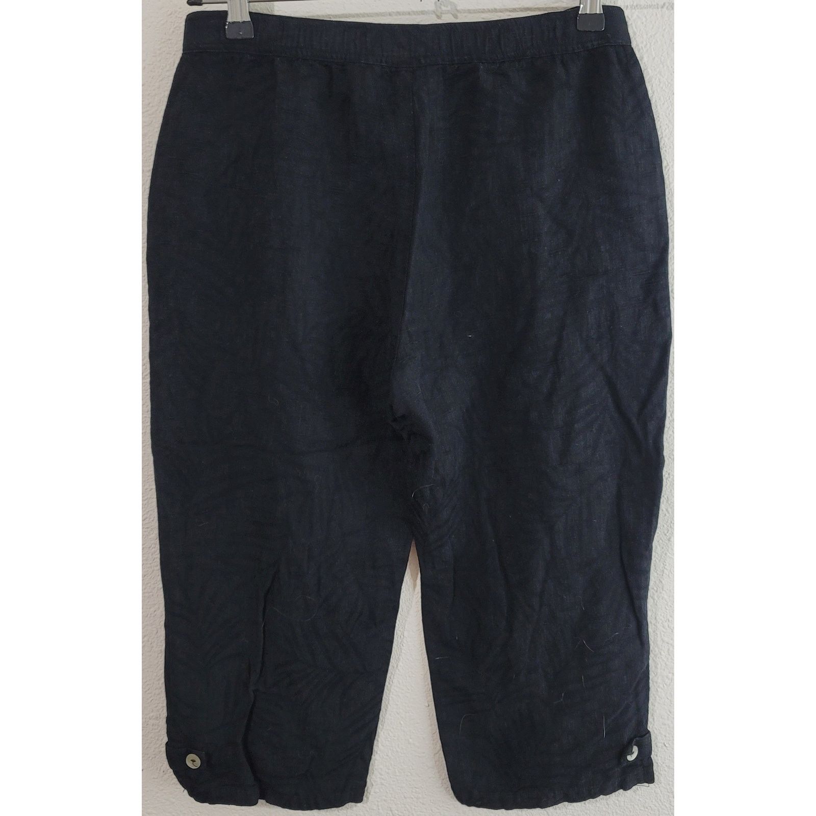 Other Erin London Black Linen Drawstring Waist Capri Pants Medium Size 32" / US 10 / IT 46 - 3 Thumbnail