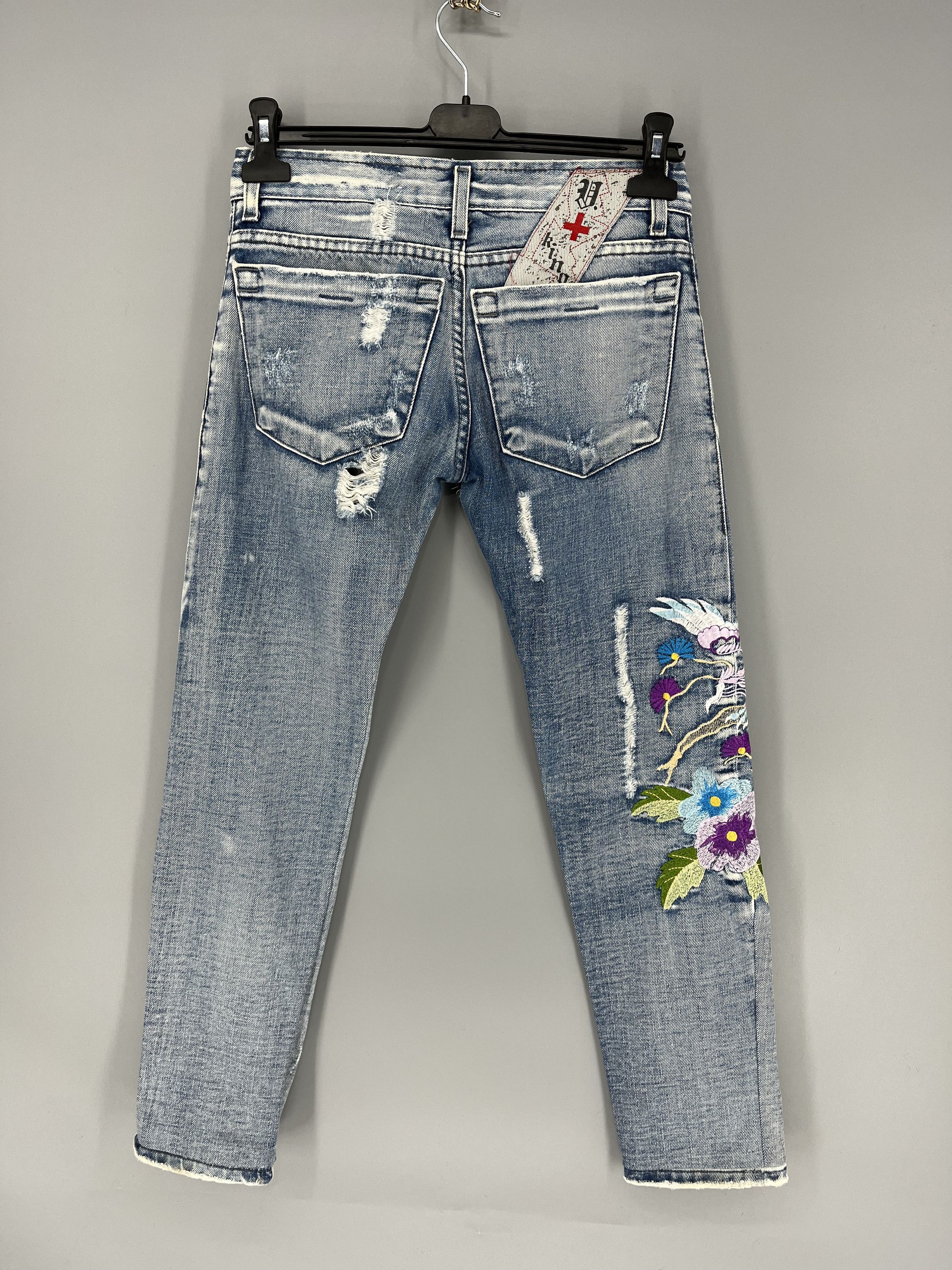Vintage Rare Men's Jeans With Embroidered Flowers Japanese Brand Size US 28 / EU 44 - 7 Thumbnail