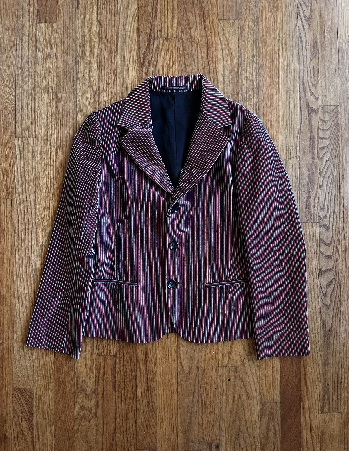 Yohji Yamamoto Yohji Yamamoto Noir FW2008 Velour Pinstripe Blazer Size 36S - 1 Thumbnail