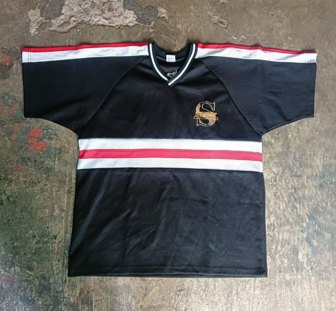 image of Jersey Stussy Surfing Gear Bootleg in Black White Red, Men's (Size XL)