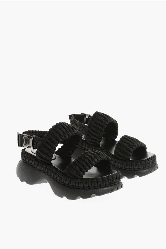 image of Moncler Woven Belay Sandals With Buckle in Black, Women's (Size 8)