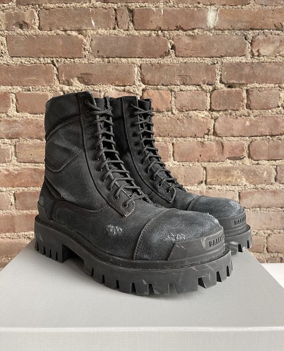 Balenciaga Balenciaga strike combat distressed boots size 44 11us new ...