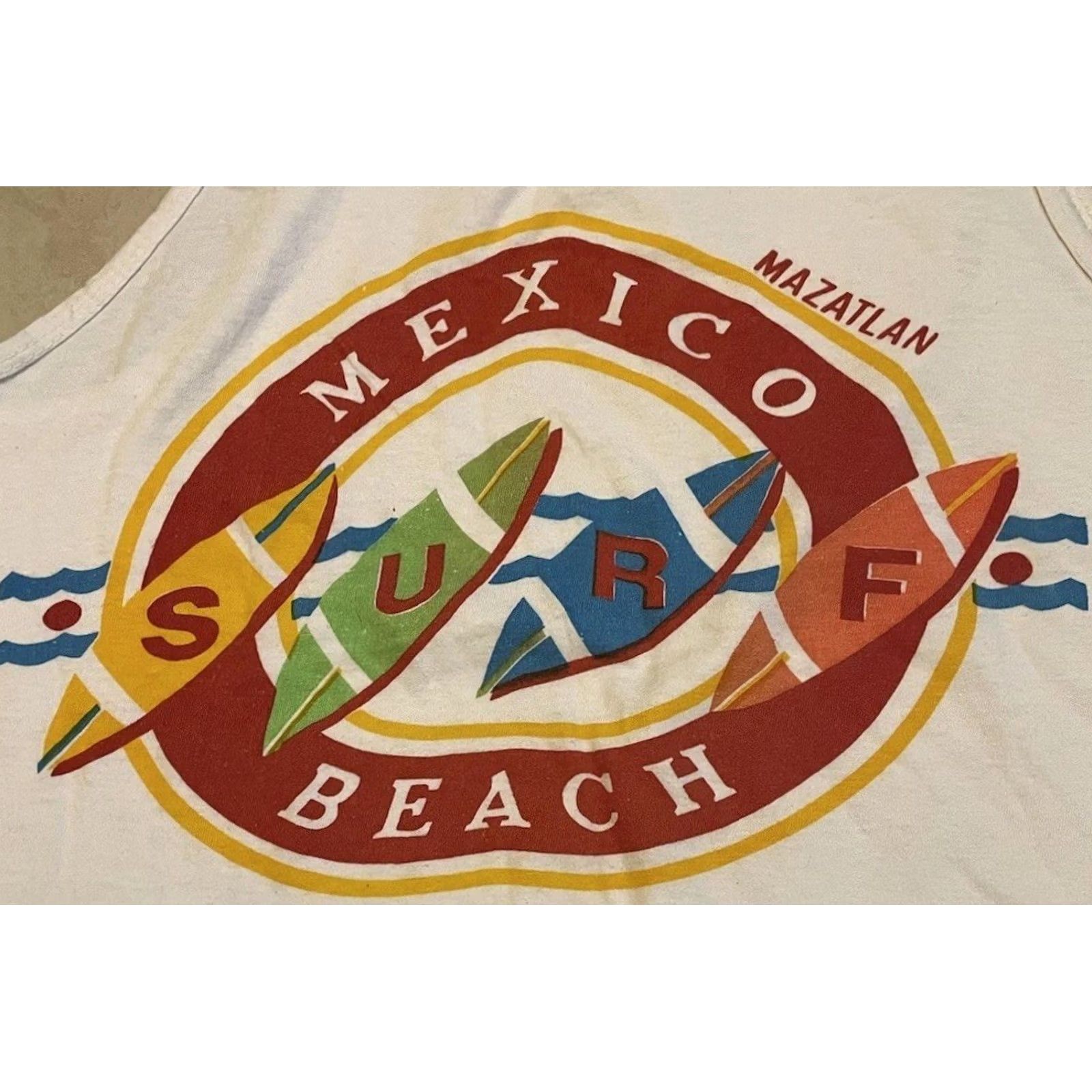 Vintage VINTAGE 80s Mexico Beach Surf Tank Top XS White Single Stitch T-Shirt Men Fashion Graphic Tee Beach Vaporwave Grunge Ocean Pacific Style 90s USA Mens Size US XS / EU 42 / 0 - 2 Thumbnail