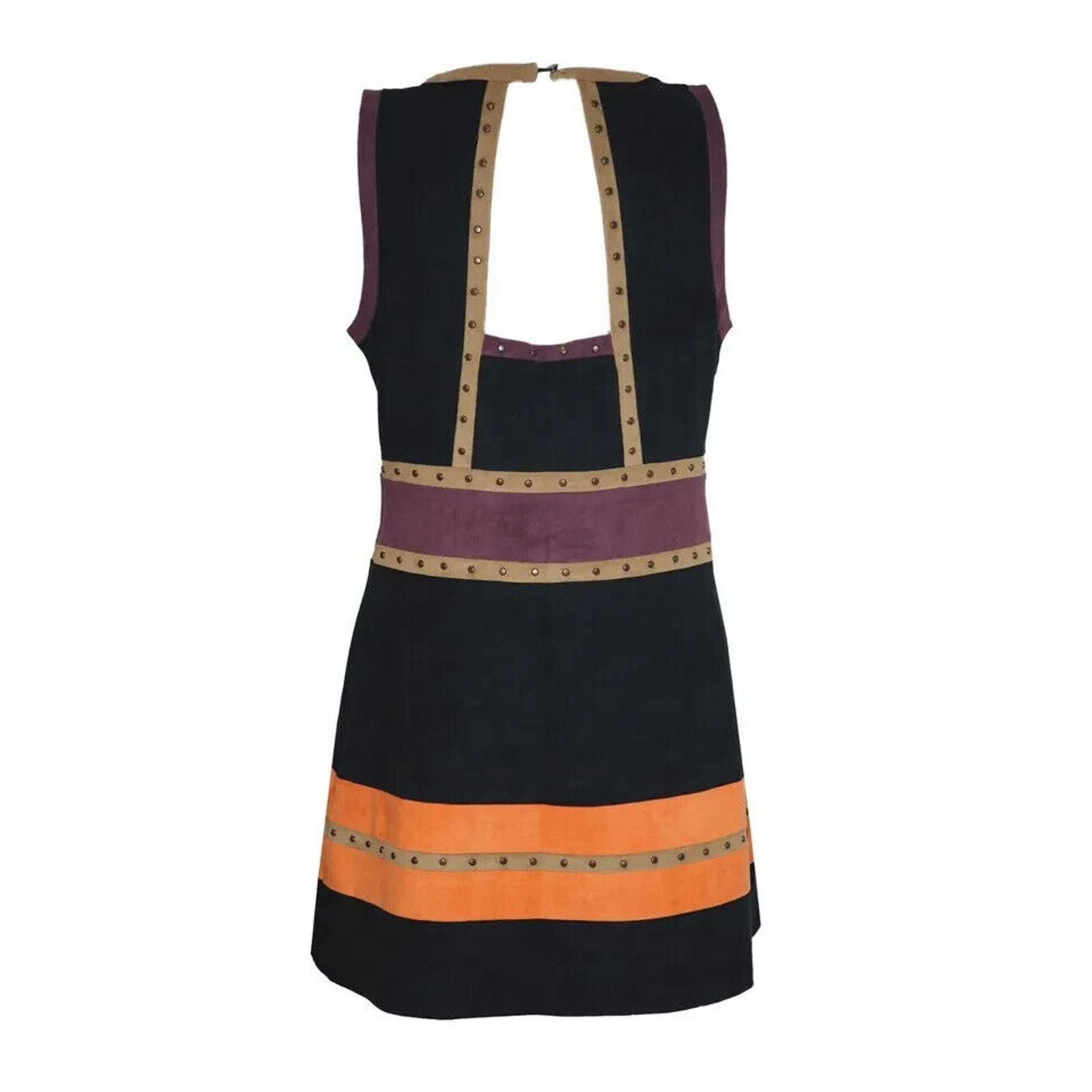 Abercrombie & Fitch ABERCROMBIE & FITCH RETRO 70'S FAUX SUEDE COLOR BLOCK DRESS Size XS / US 0-2 / IT 36-38 - 3 Thumbnail
