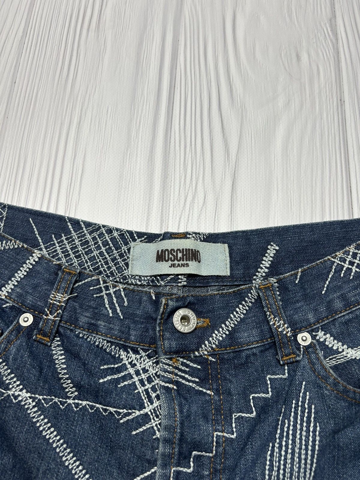 Moschino Rare Vintage Moschino Embroidered Stitch Denim Jeans Size US 33 - 12 Thumbnail