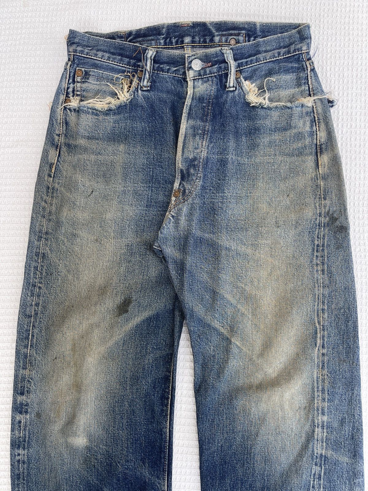 Denime Rare🔥Vintage DENIME Japan Slevedge Distressed Jeans Size US 30 / EU 46 - 6 Thumbnail