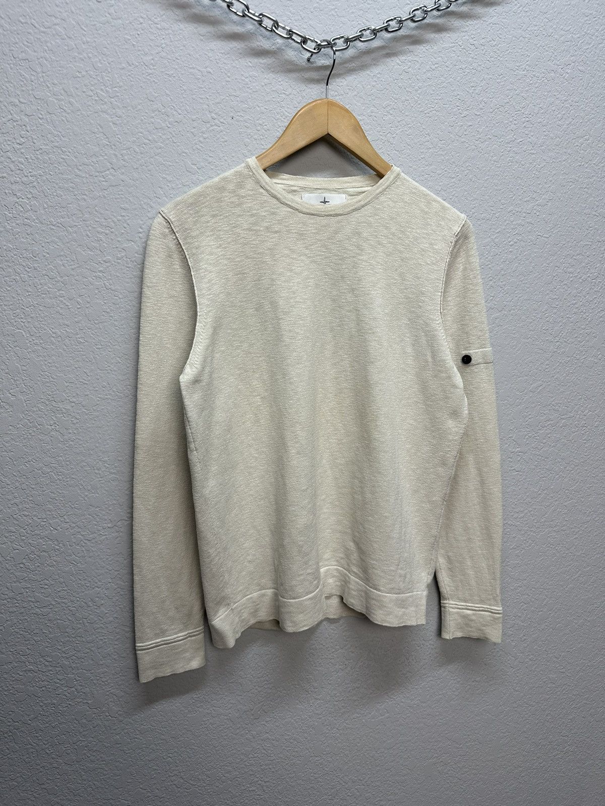 Stone Island × Vintage Vintage Stone Island Ivory Sweatshirt Cotton Patch Logo Size US S / EU 44-46 / 1 - 2 Thumbnail