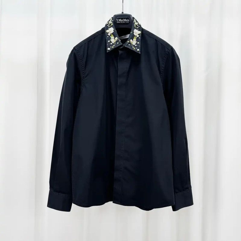 Givenchy Givenchy Black Cotton Floral Long Sleeve Shirt 0089 Size M / US 6-8 / IT 42-44 - 1 Thumbnail