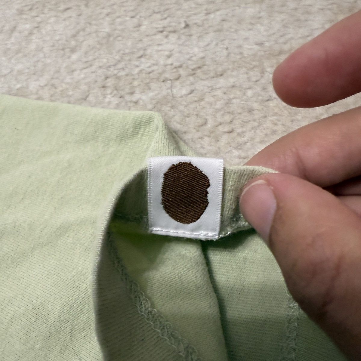 A Bathing Ape BAPE Pigment College T-Shirt Green Men's XL