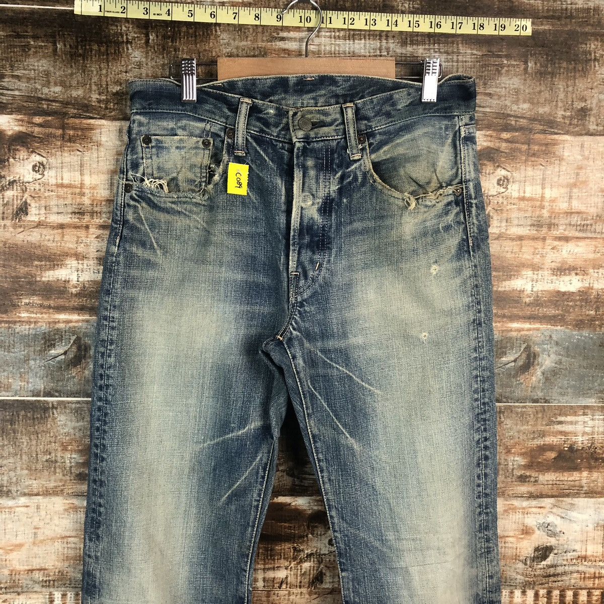Japanese Brand DL Japanese Brand Blue Distressed Denim Pants #C089 Size US 31 - 4 Thumbnail