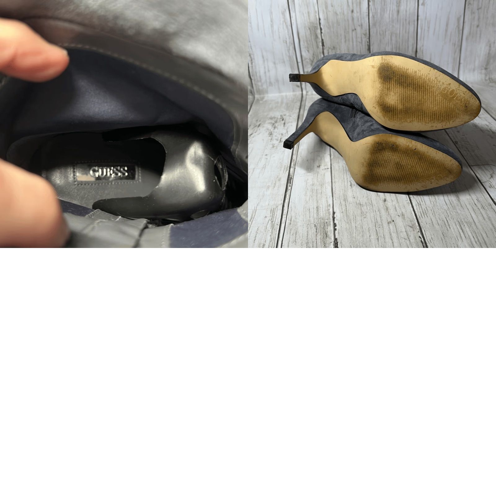 Guess GUESS Gray Suede Ankle Booties 7.5 Women Side Zip Pointy Toe Tie Up Front Multicolor Glitter? (Note: Glitter is random) Size US 8 / IT 38 - 8 Thumbnail