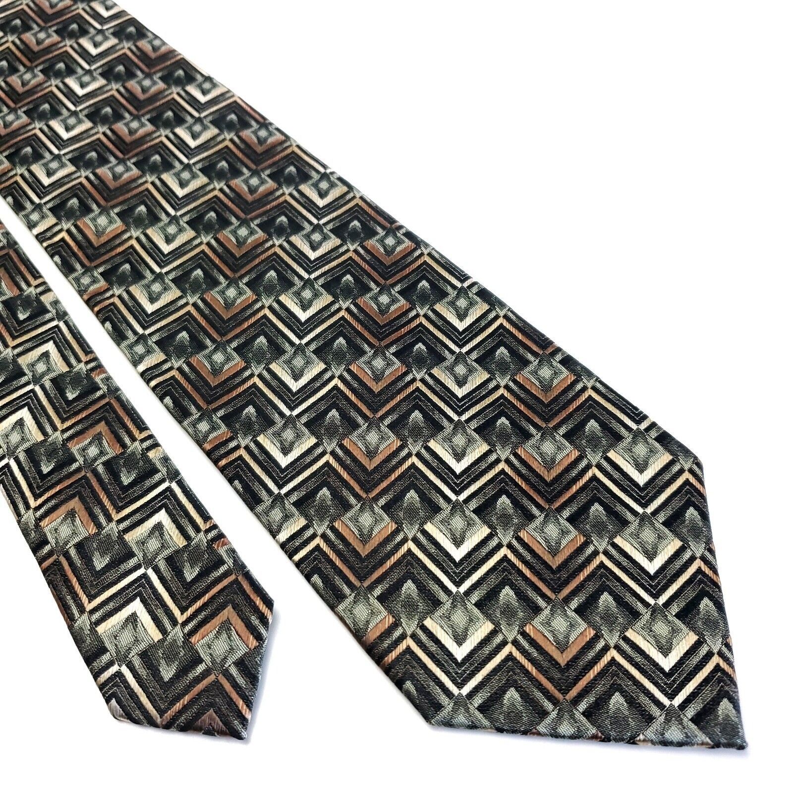 Van Heusen Van Heusen Woven Green Abstract Silk Tie Size ONE SIZE - 1 Thumbnail