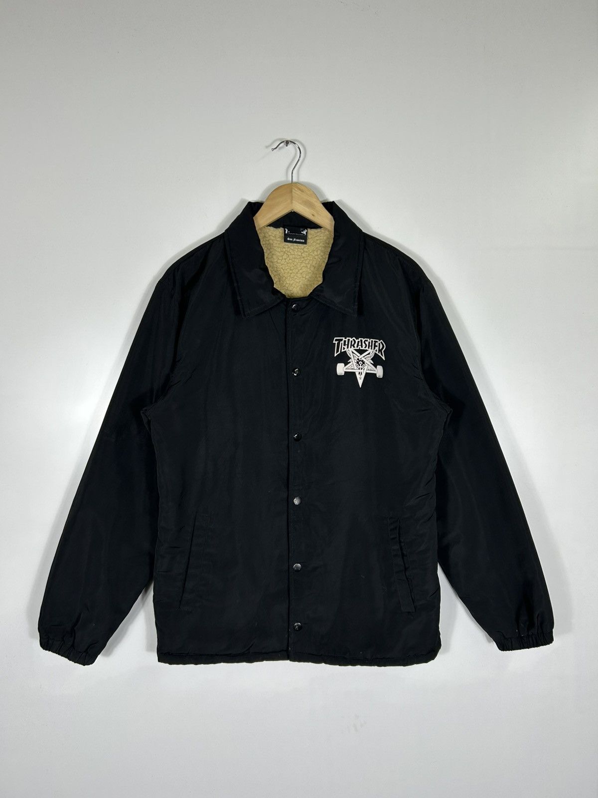 Thrasher Y2K Thrasher Sherpa-Lined Coach Jacket – Black Skateboarding Size US M / EU 48-50 / 2 - 2 Thumbnail