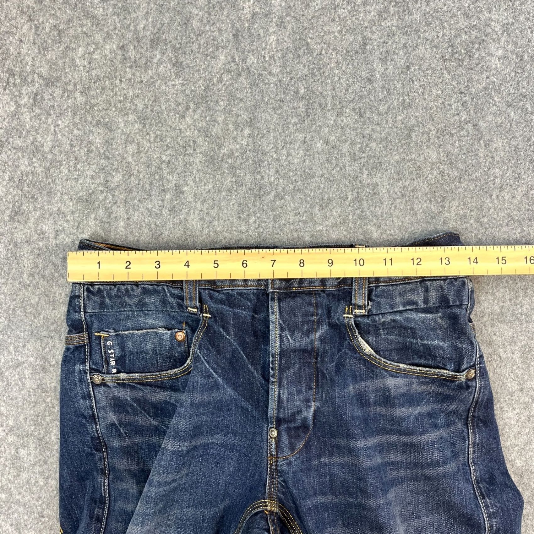 G-Star G Star Jeans Slim Tapered 29 32 Dark Wash Blue Stretch Whiskers Fades Jeans Mens Slim 29 Blue 5-Pocket Denim Cotton G-Star 3301 Fashion Vintage: No Size US 29 - 6 Thumbnail