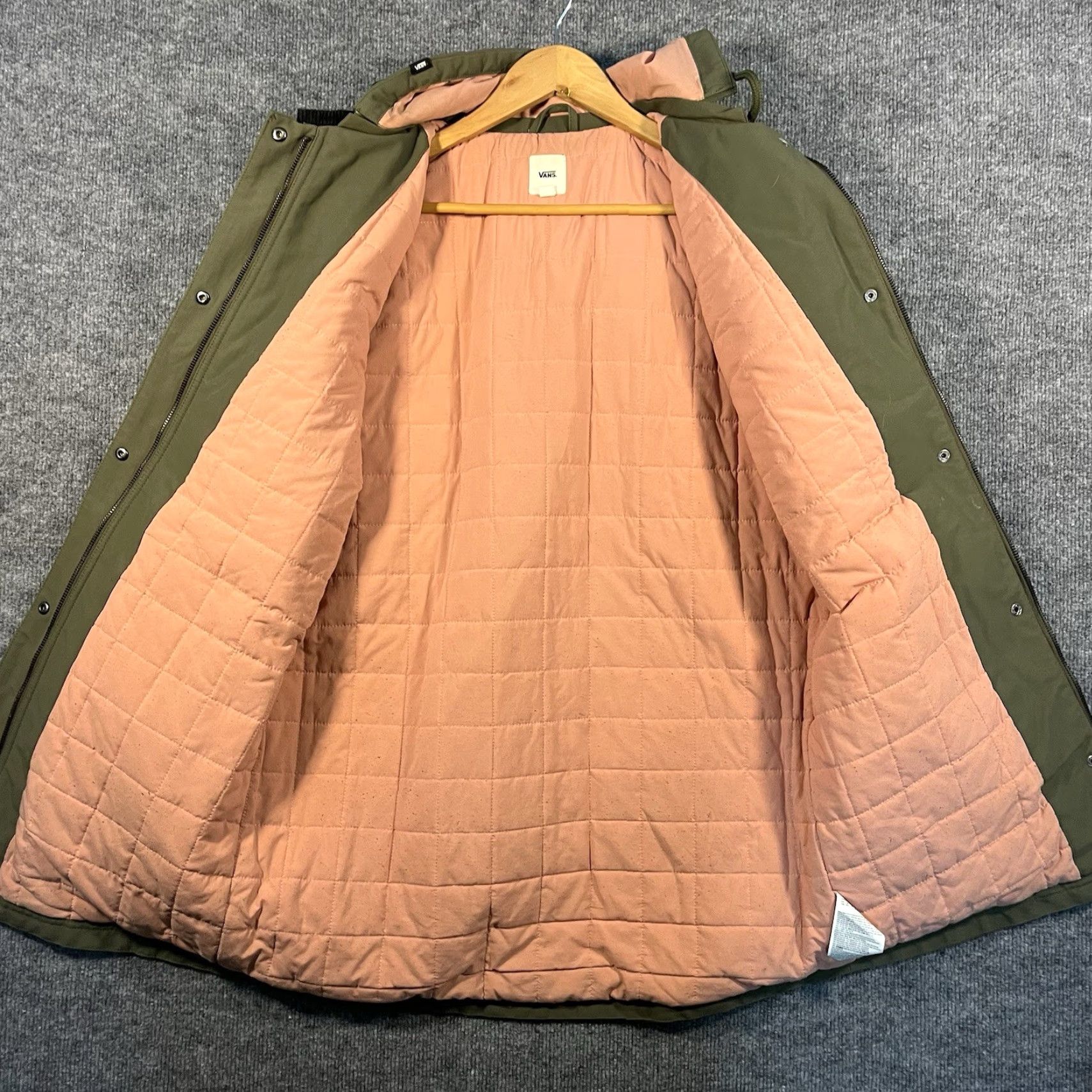 Vans VANS Women’s Drill Chore Long Coat Corduroy Collar Hooded Jacket M Green Jacket Women Military Oxford Long Hooded Corduroy Long Coat Size M / US 6-8 / IT 42-44 - 3 Thumbnail