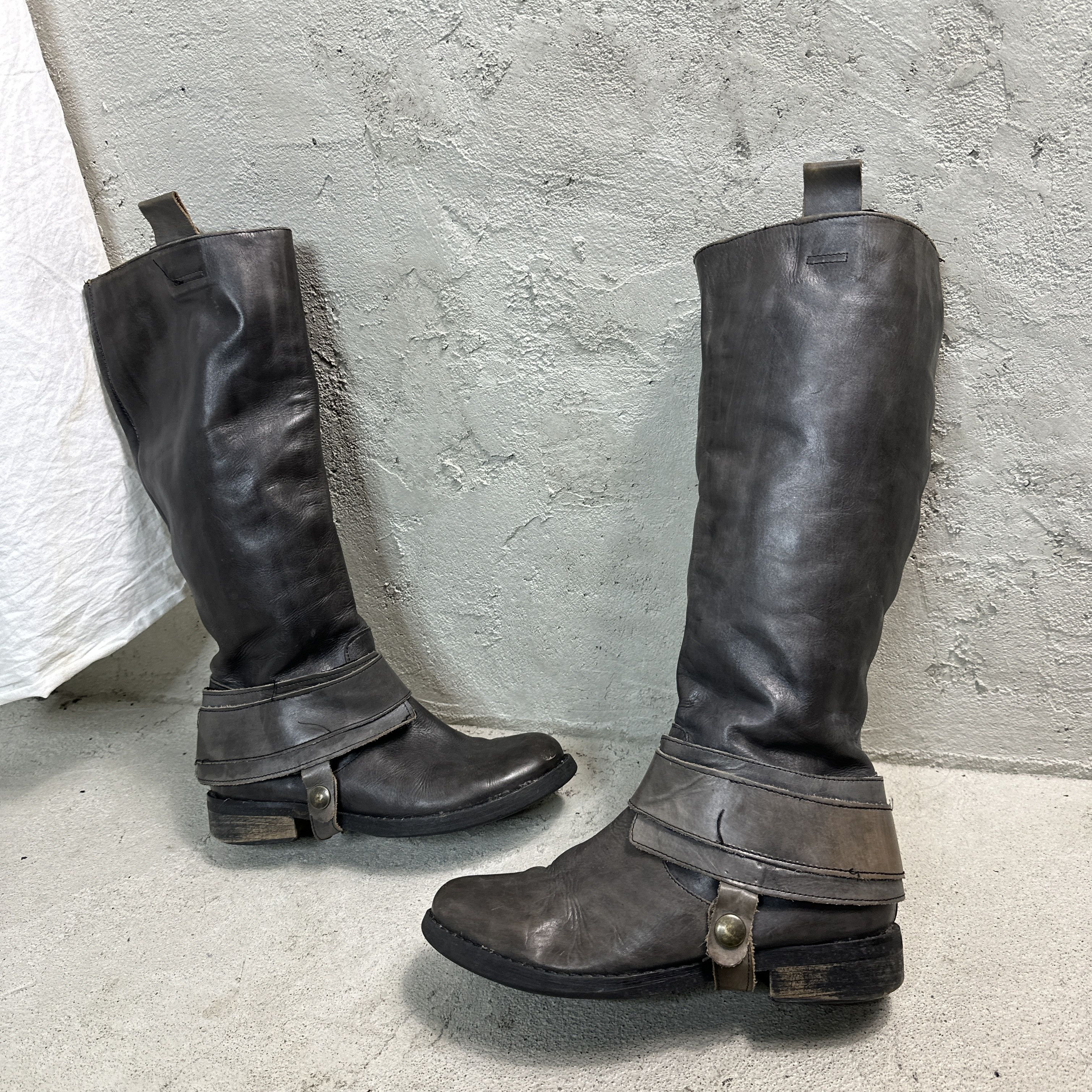 Vintage Leather Boots Buckled Avant Garde Size US 6 / IT 36 - 2 Thumbnail
