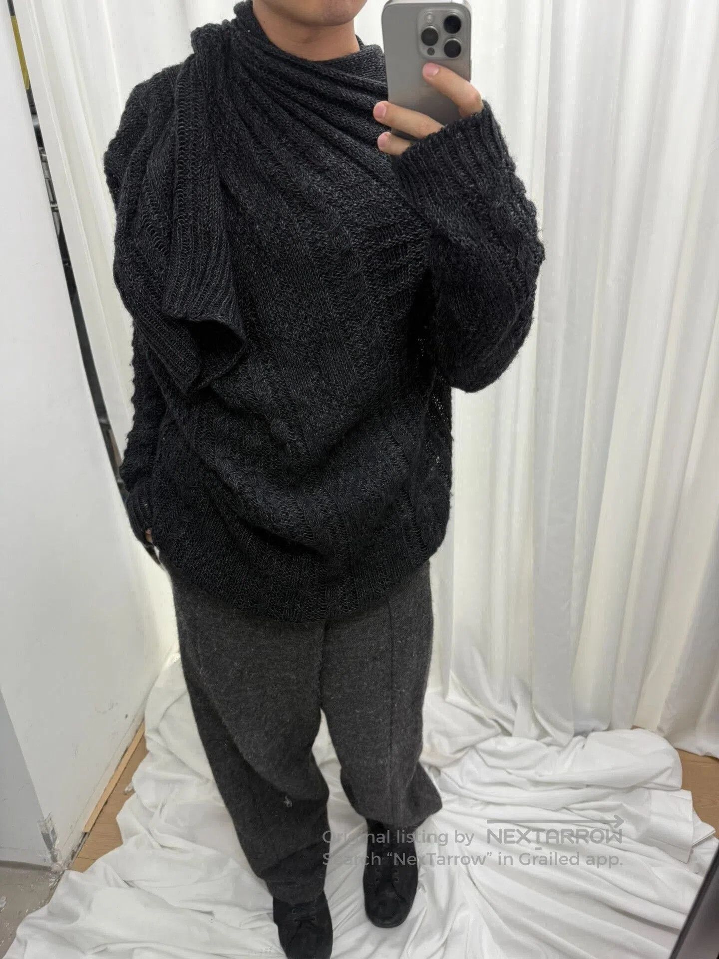 Yohji Yamamoto unique yohji yamamoto knitwear with high collar. Size US M / EU 48-50 / 2 - 3 Thumbnail