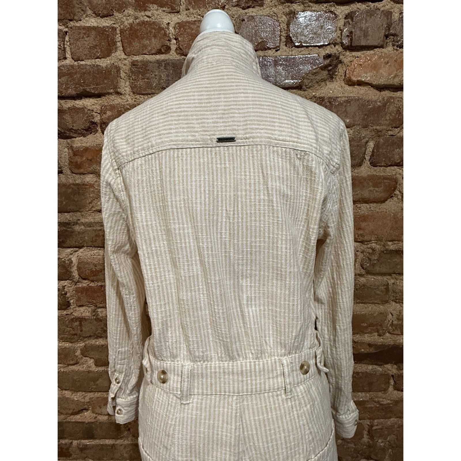 Billabong Billabong Dare Me Coverall Jumpsuit Sz M Seersucker EUC Size 32" / US 10 / IT 46 - 7 Thumbnail