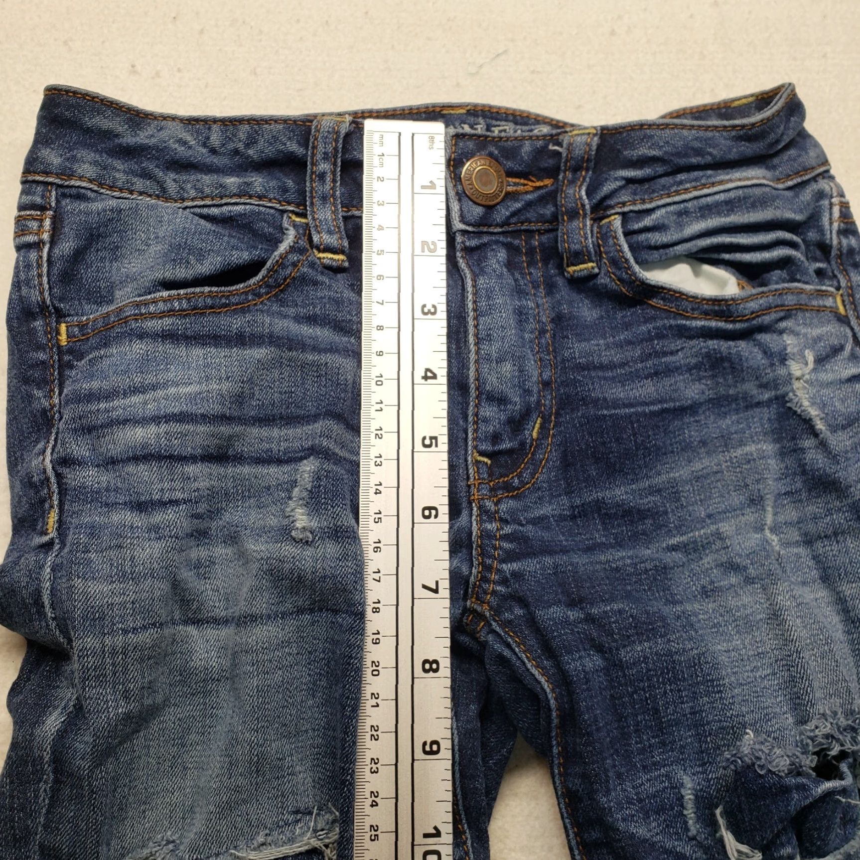 American Eagle Outfitters VINTAGE American Eagle Outfitters Jeans Jegging Stretch Dark Wash Distressed 00 Womens Jeans Size 24" / US 00 / IT 34 - 6 Thumbnail