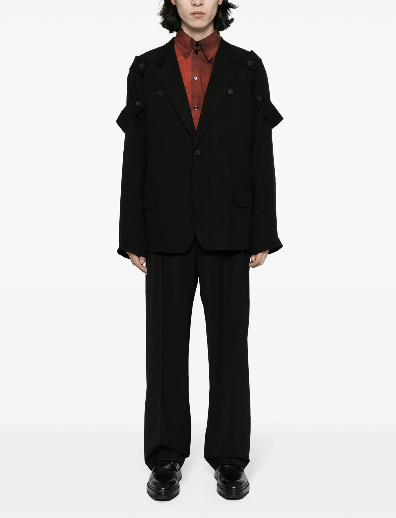 Yohji Yamamoto Yohji Yamamoto Homme Single Button Shoulder Epaulet Jacket Size US M / EU 48-50 / 2 - 7 Thumbnail
