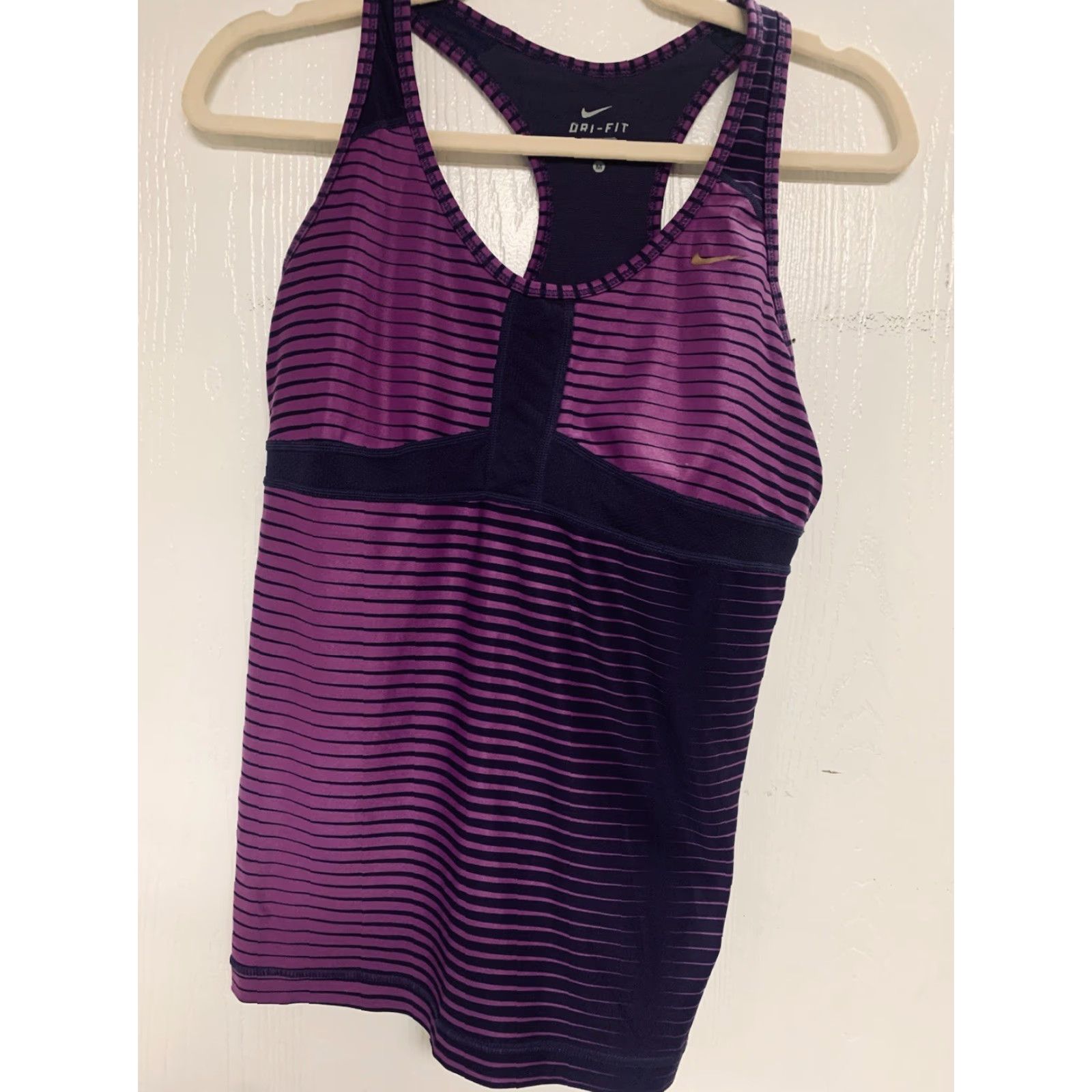 Nike Nike Dri-Fit Purple Dedication Print Racerback Workout Bra Top M Women's Tank Purple Racerback 92% Polyester 8% Spandex Size M / US 6-8 / IT 42-44 - 2 Thumbnail