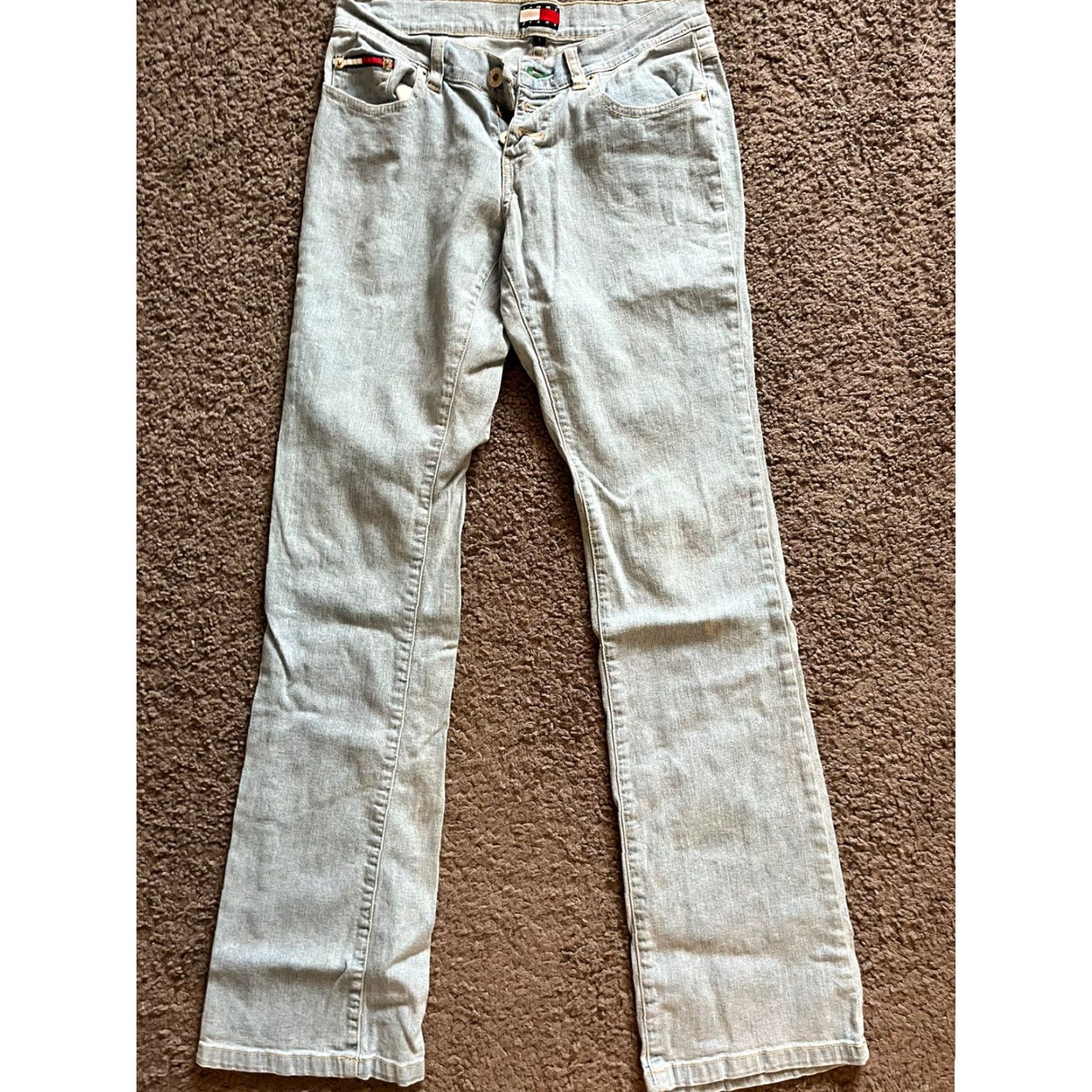 Tommy Hilfiger VINTAGE Tommy Hilfiger Jeans Women Size 1 Light Wash Boot Cut Button Fly Womens Jeans 1 Light Blue Modern 90s Theme Size 25" / US 0 / IT 36 - 3 Thumbnail