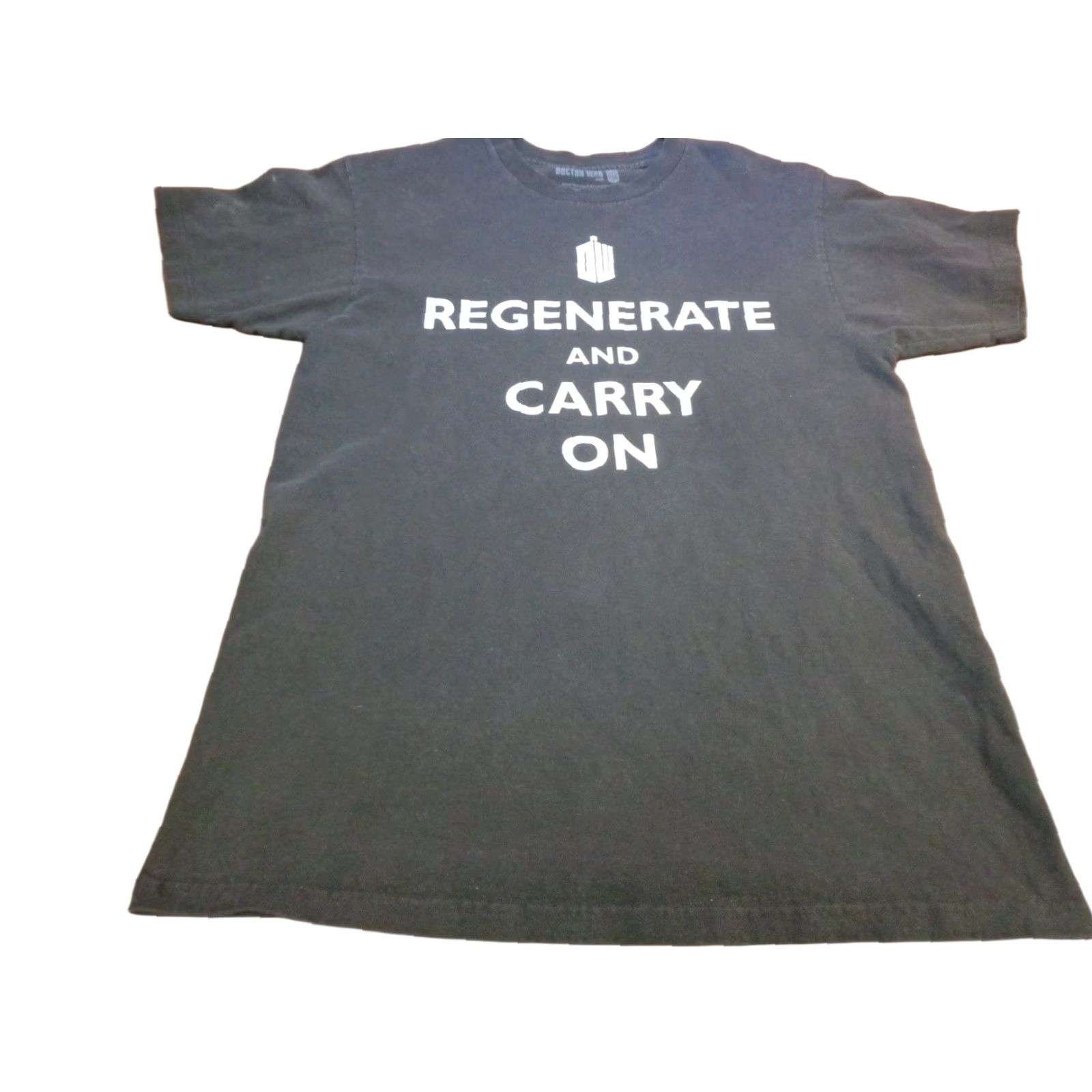 Logo 7 Doctor Who Logo Regenerate and Carry On Black T Shirt Medium M Size US M / EU 48-50 / 2 - 1 Thumbnail