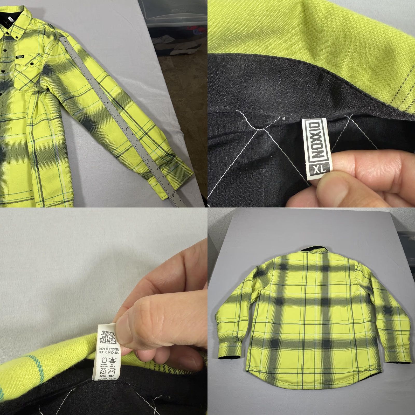 Vintage Dixxon Flannel Jacket Mens XL Reversible Quilted Shirt Plaid Snap Front Button-Down Collar Pockets Biker Outdoor Casual Workwear Size US XL / EU 56 / 4 - 8 Thumbnail