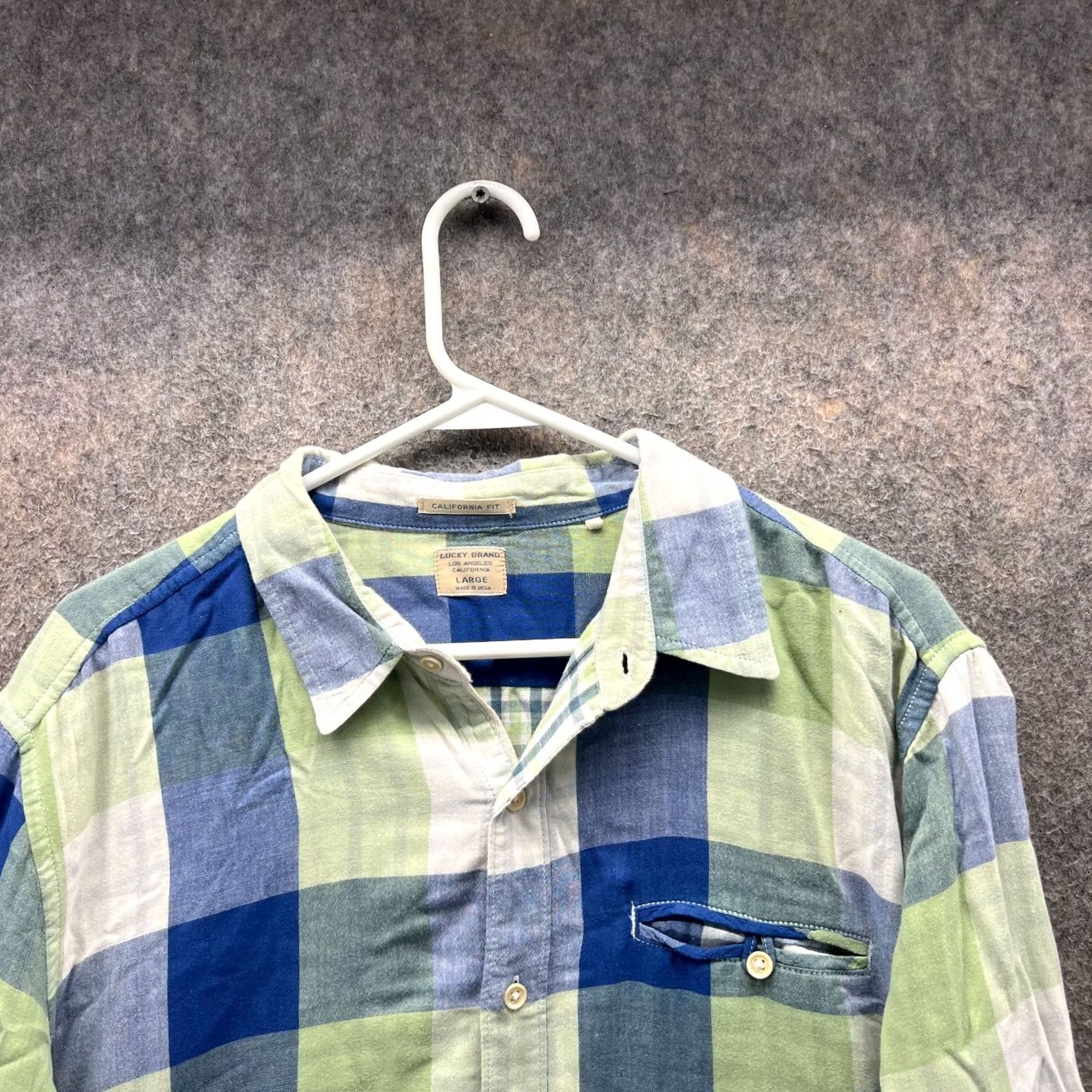 Lucky Brand VINTAGE Lucky Brand Shirt Men Large Green Blue Button Down Preppy Checkered Plaid Size US L / EU 52-54 / 3 - 6 Thumbnail