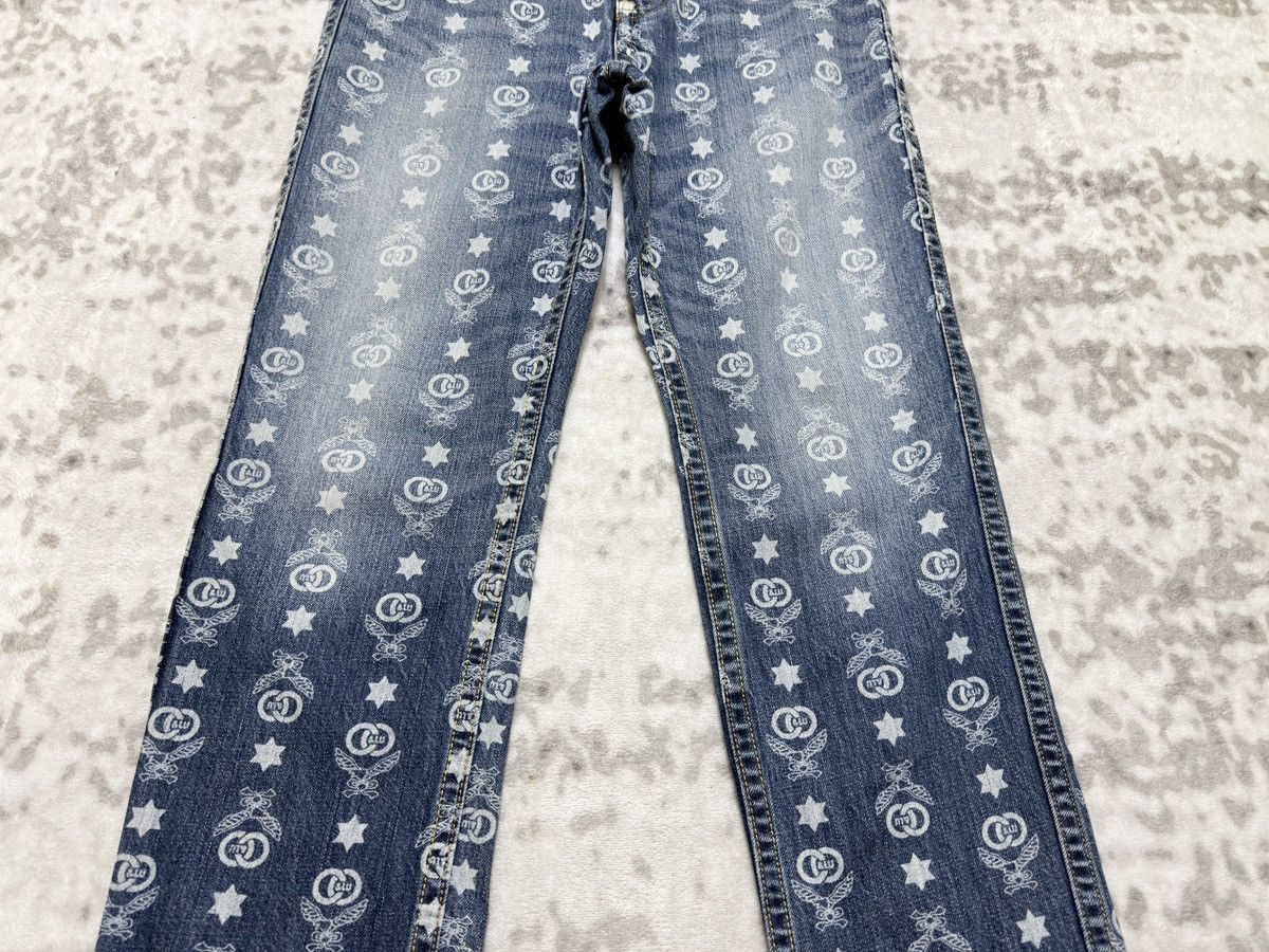 If Six Was Nine Co & Lu Washed All Over Monogram Full Print Denim Jeans Size US 31 - 6 Thumbnail