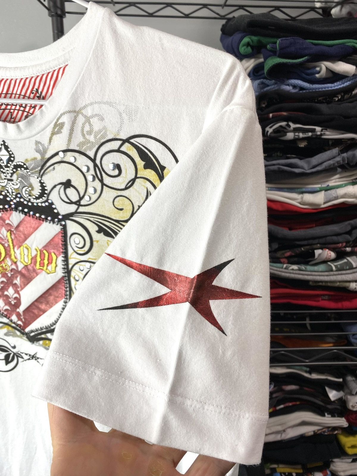 Ed Hardy Vintage Ed Hardy Style T Shirt Rhinestones Affiction Jnco Size US L / EU 52-54 / 3 - 6 Thumbnail