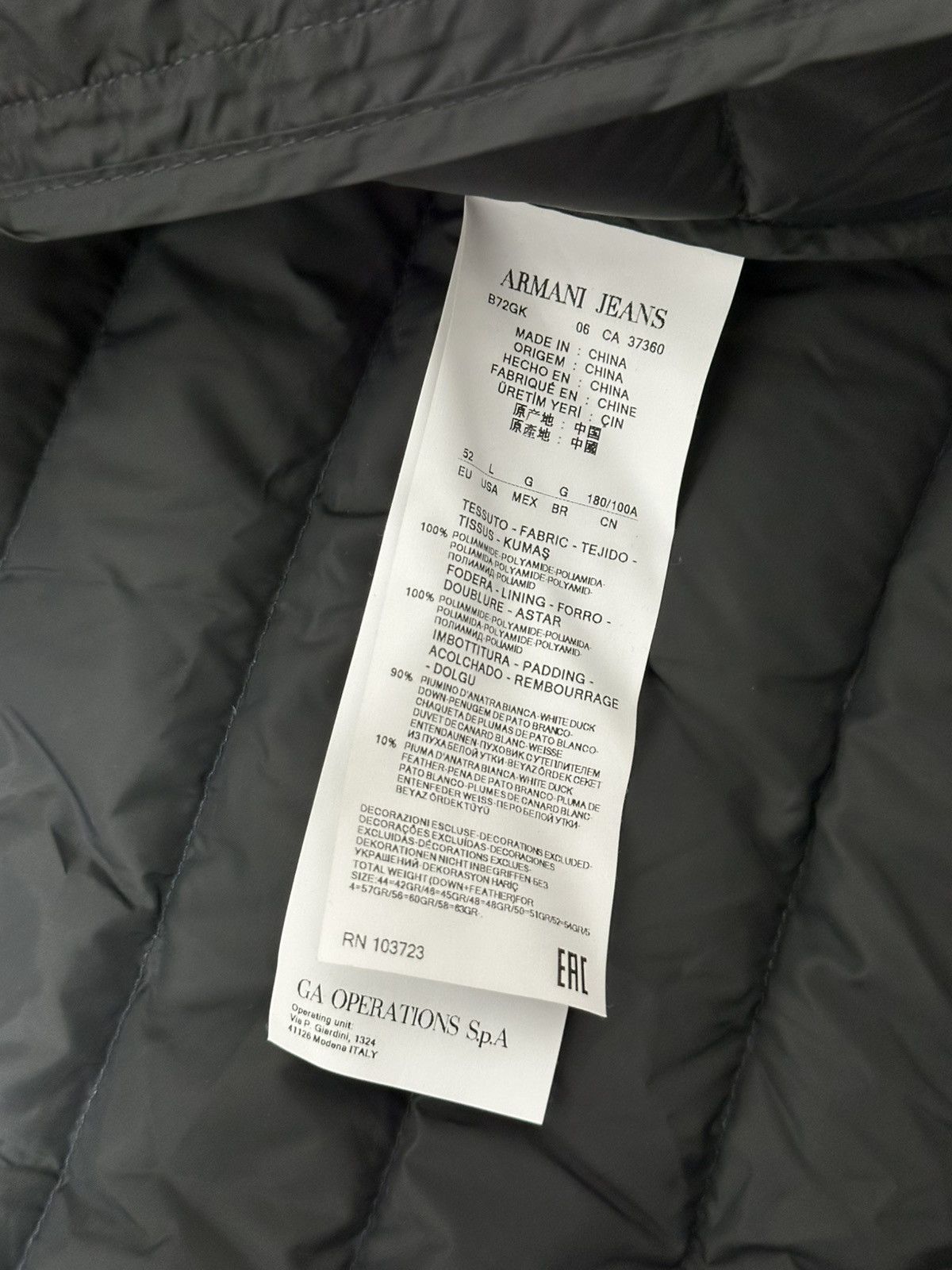 Armani Armani Jeans Micro Puffer Jacket Size L Size US L / EU 52-54 / 3 - 9 Thumbnail