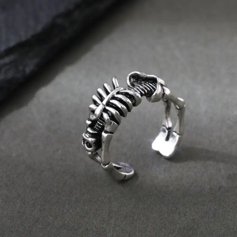 Other Adjustable Vintage Skull Bones Ring Punk Gothic Style Size ONE SIZE - 2 Thumbnail