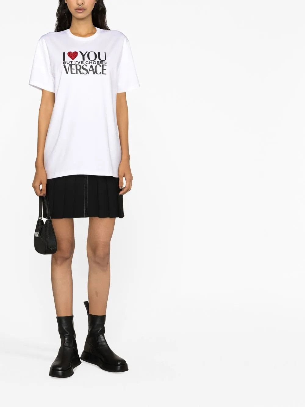 Versace o1y0226 Logo Crewneck T-Shirt in White Size XS / US 0-2 / IT 36-38 - 2 Thumbnail