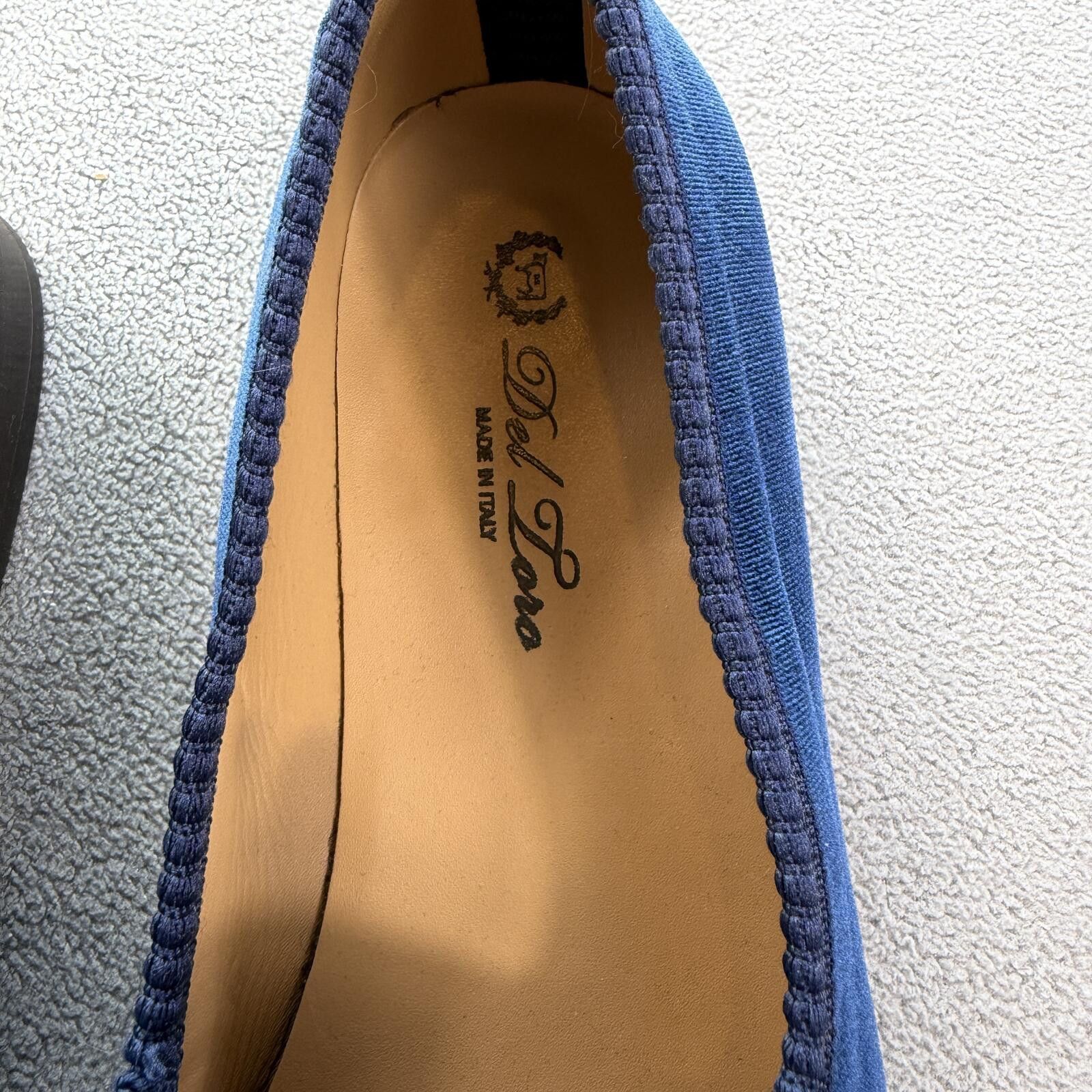 Del Toro Del Toro Navy Velvet Skull Embroidered Slippers Loafers Men Size US 8 / EU 41 - 4 Thumbnail